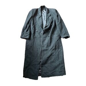 Jacobson's 100% Camel Hair Black Trench Coat Long Double Breasted Size 4 Women's